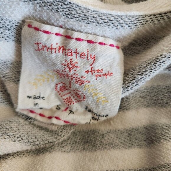 Intimately Free People Jacket‎ Gray Stripe Hooded Tie Waist Lounge Ivory small - Picture 3 of 14